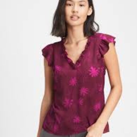 Gap Ruffled Floral Summer Top Blouse - Picture 1 of 7